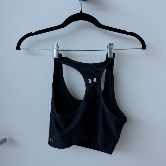 Under Armour Mid Keyhole Sports Bra Black Medium Compression Fit (Fits Small) - Picture 4 of 6